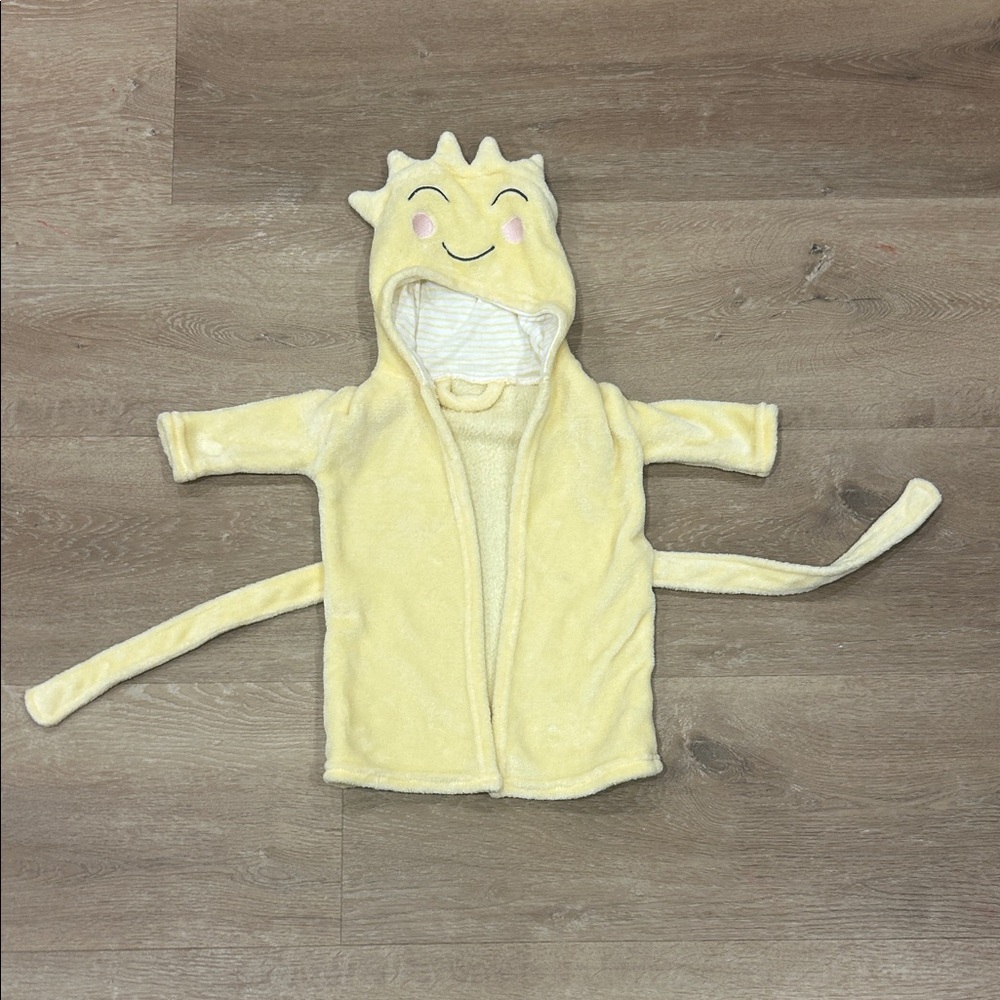 Yellow Smiling Hooded Baby Robe with Tail